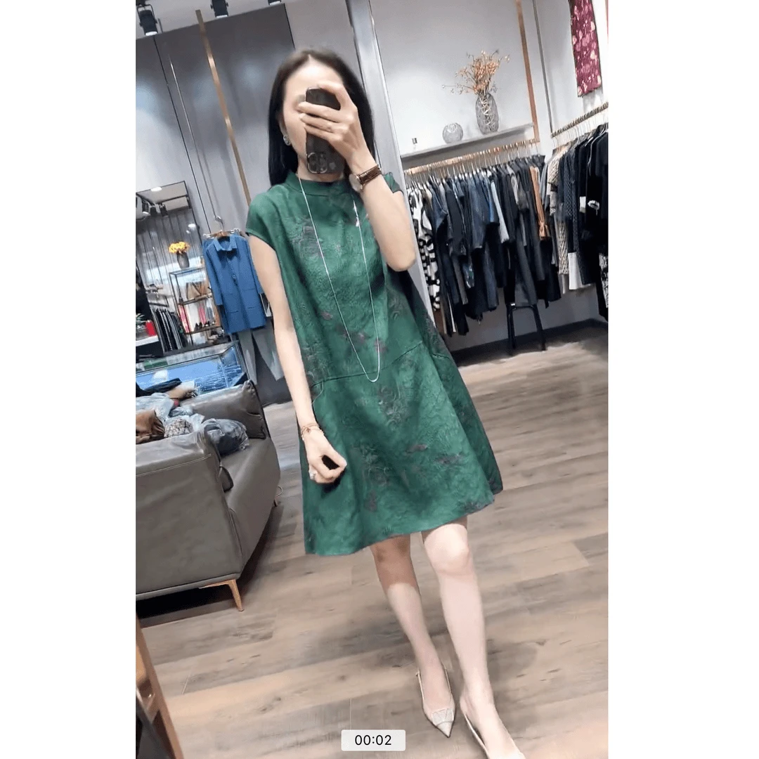新中式复古国风大码连衣裙2025夏季新款宽松显瘦气质时尚印花裙子