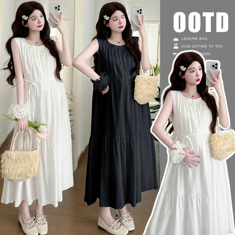 （可哺乳）SuSu孕妇连衣裙灯笼袖夏季无袖A字裙大码宽松显瘦裙子