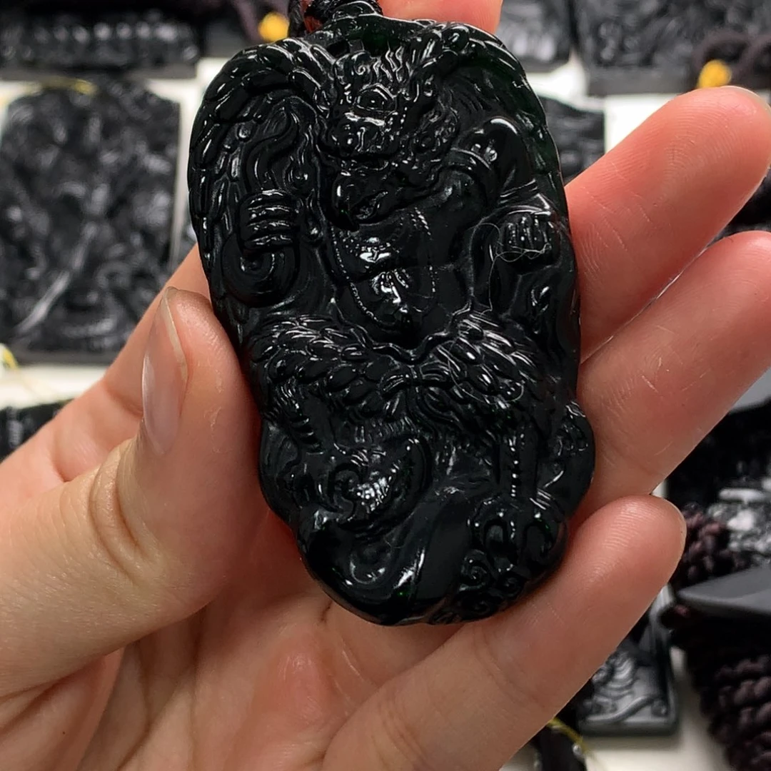 天然缅甸a货钢琴黑挂件