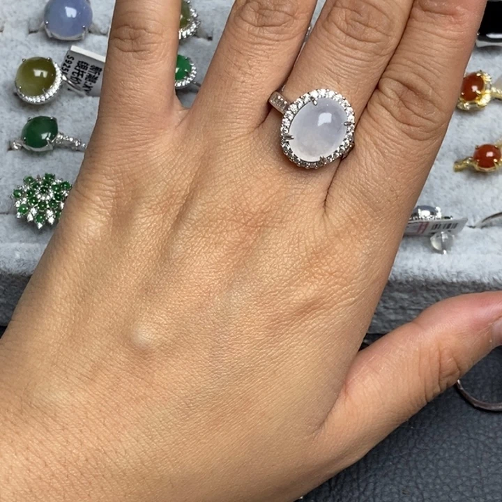 翡翠戒指银S925镶嵌戒指