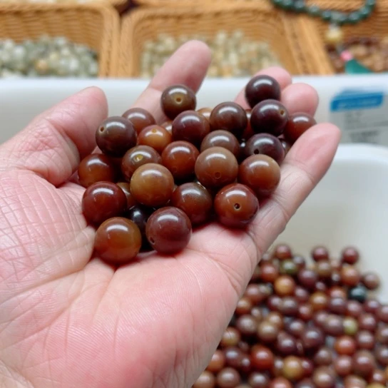 吊坠白玉菩提精品13火烧云圆珠50颗