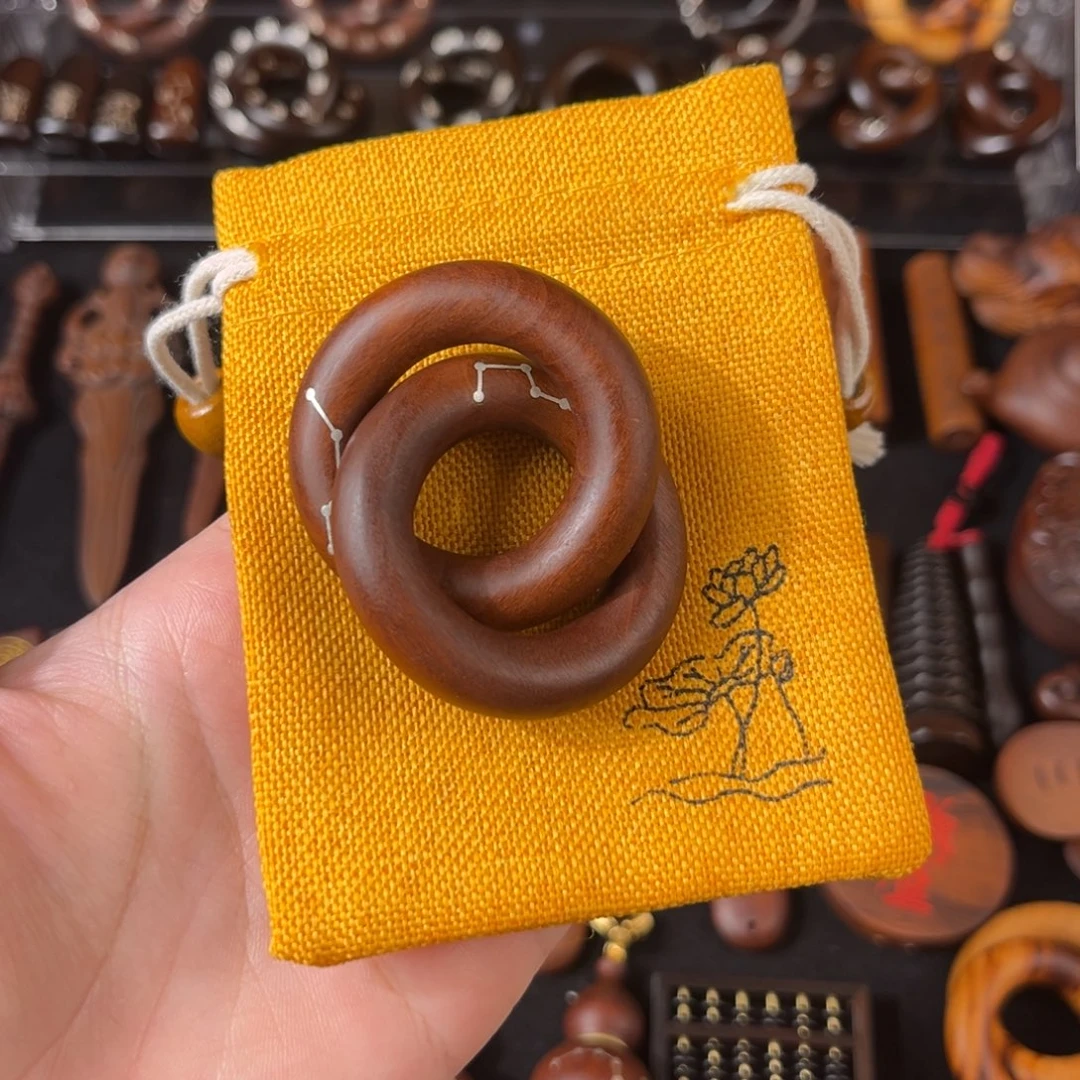 木雷枣 老料 镶银六七星 乾坤圈