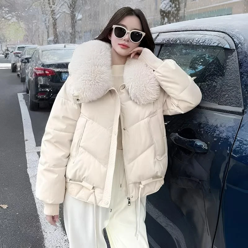 大毛领学院风短款休闲秋冬棉衣女保暖小个子宽松冬季韩版女士棉服