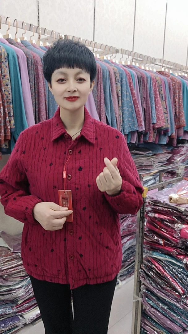 中老年妈妈春秋薄棉灯芯绒短外套休闲洋气上衣奶奶装