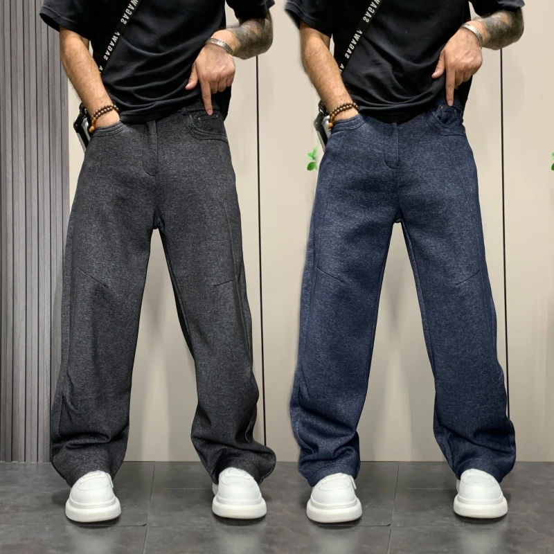 2025年秋季新款休闲裤宽松潮流时尚百搭阔腿裤高街痞帅弯刀裤男士