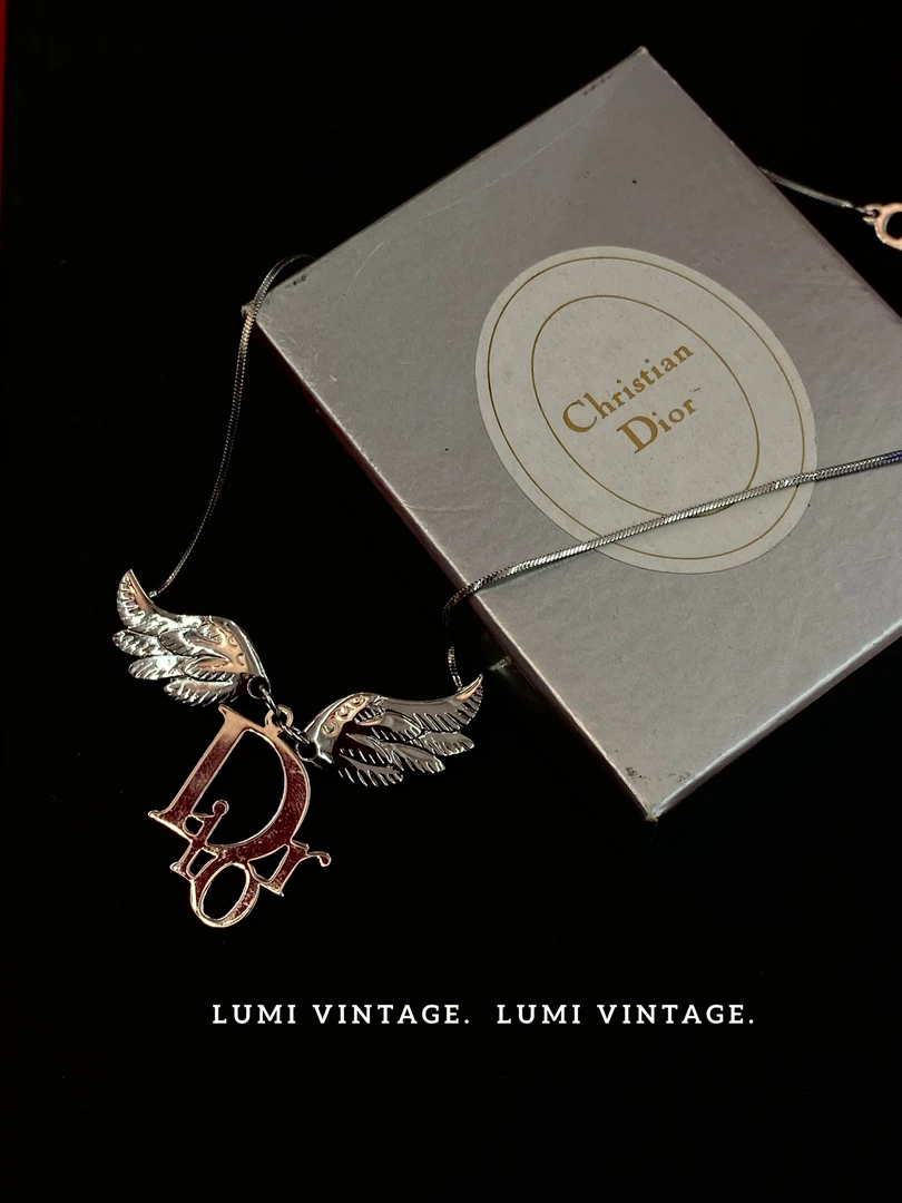 95新 DIOR/迪奥 银色翅膀项链46443920