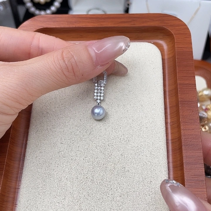 吊坠(不含链)银S925镶嵌海水珍珠