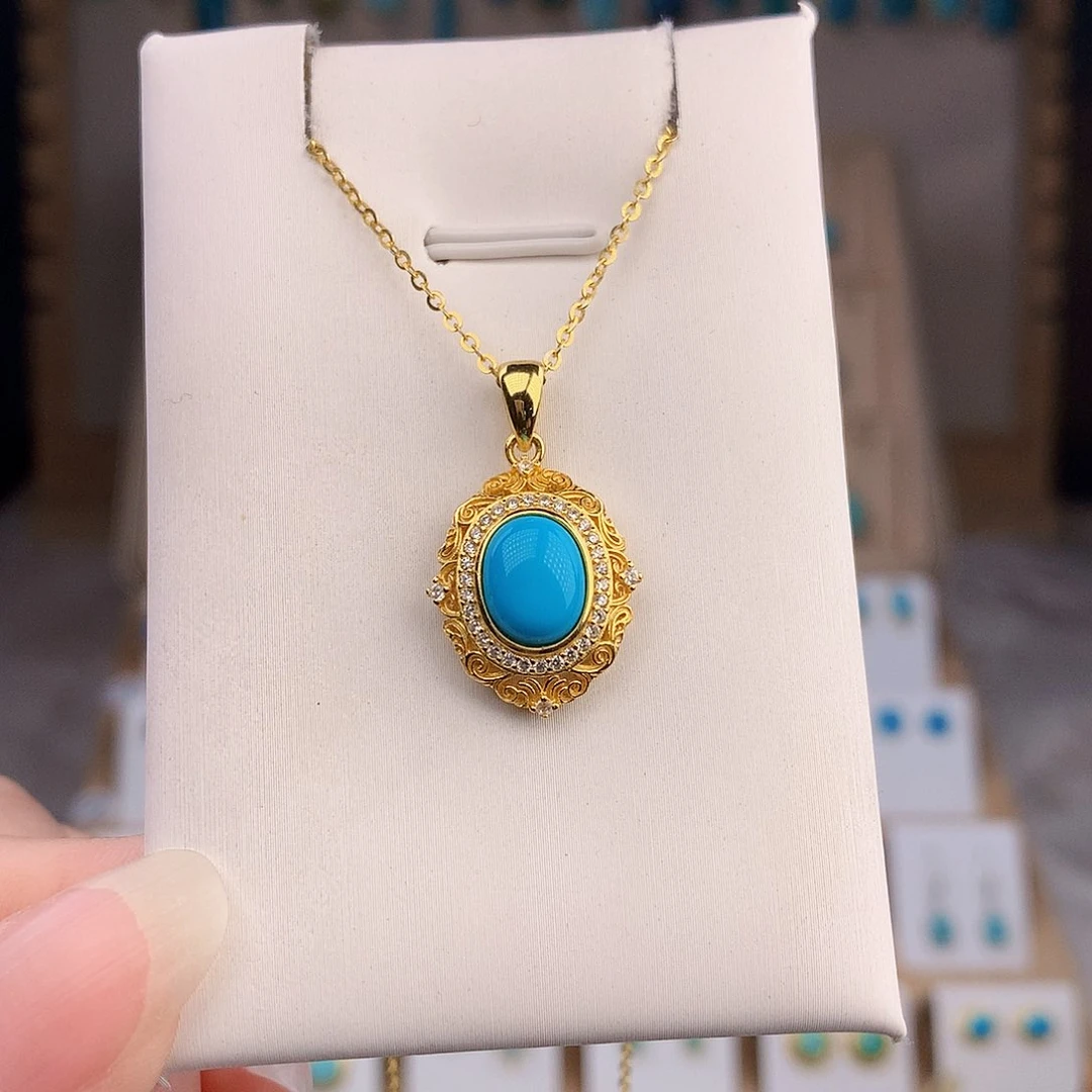 绿松石银S925镶嵌颈饰