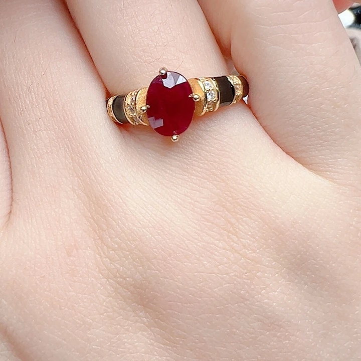 戒指银S925镶嵌红宝石