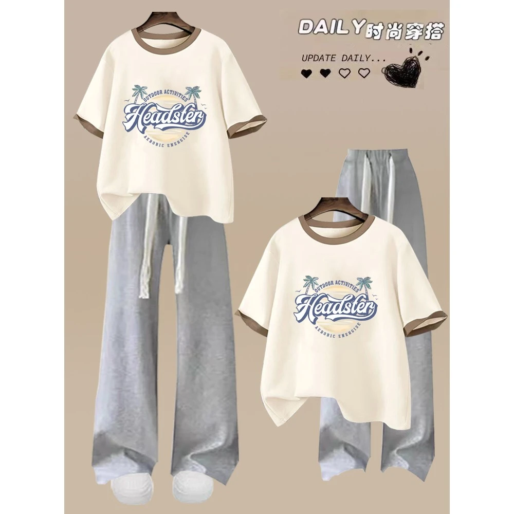 休闲运动服套装少女夏装2025新款初中高中学生时尚短袖搭配两件套