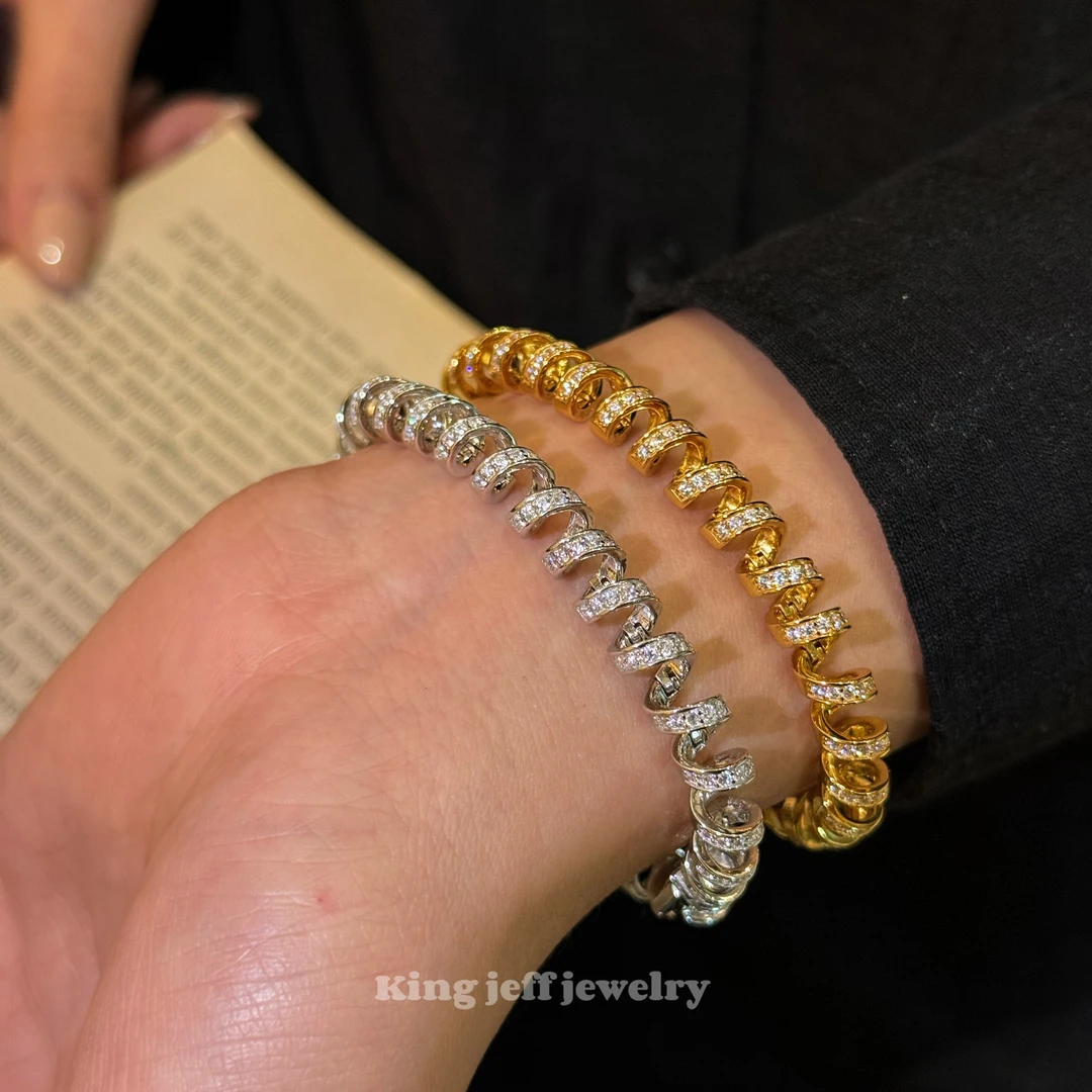 925银手链 金杰福【金属发圈电话线】 超有质感s925银名媛手链