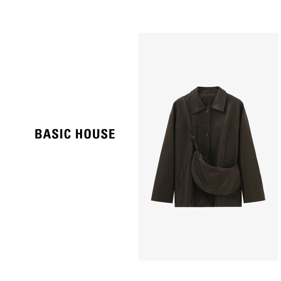 Basic House/百家好春季休闲百搭女士气质时尚PU外套-B06245C4112