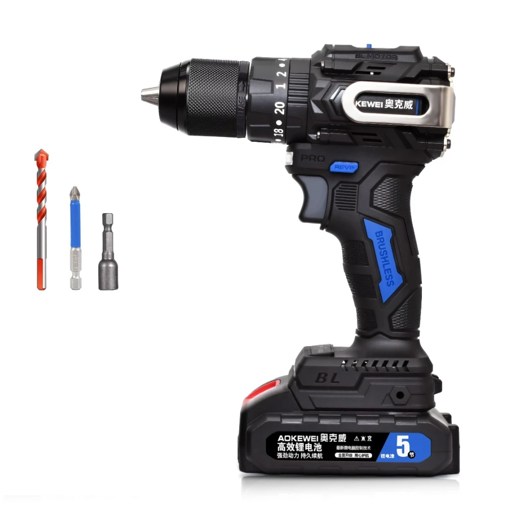 奥克威双速三功能冲击电钻带敲击挂钩大钢炮多用家用5节一电一充