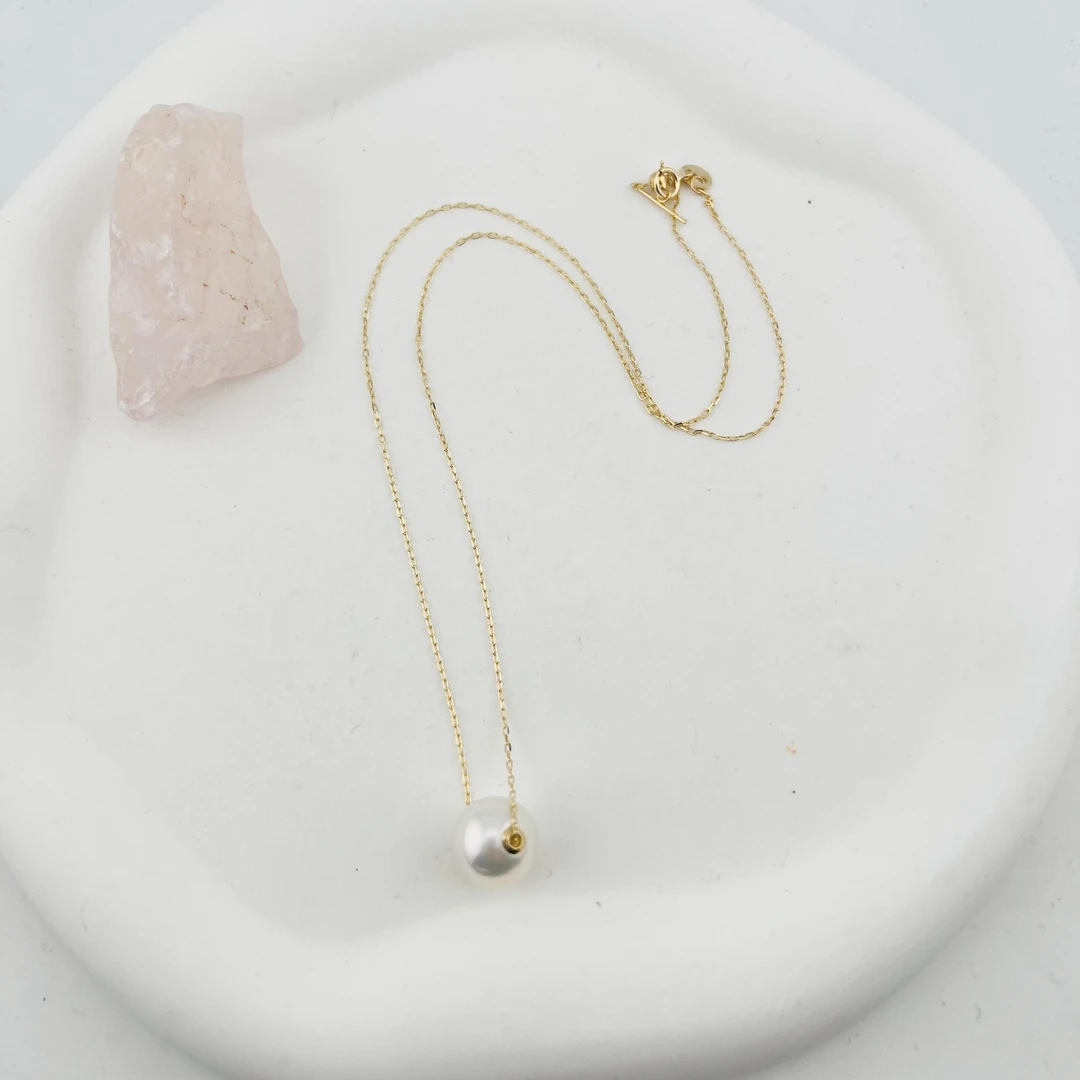 【11-12mm路路通】淡水珍珠吊坠时尚气质Au750（赠银链子）JYD043