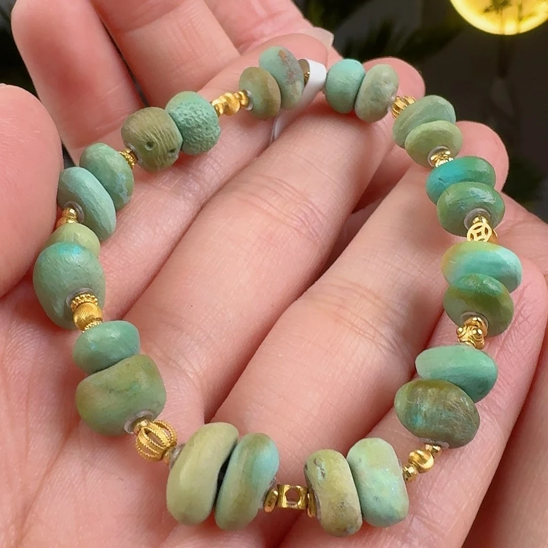 绿松石珠宝奇石18K金镶嵌