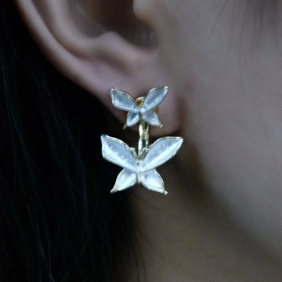 铜合金耳饰 蝴蝶设计款耳饰两戴款