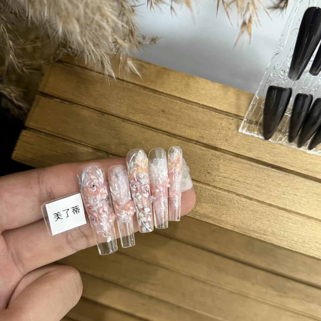 (美乐蒂)纯手工穿戴甲高级显白梨花姬甲片