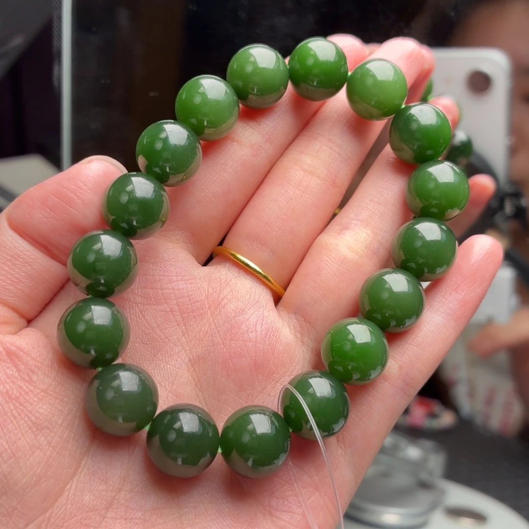于***）和田玉（碧玉）未镶嵌手串