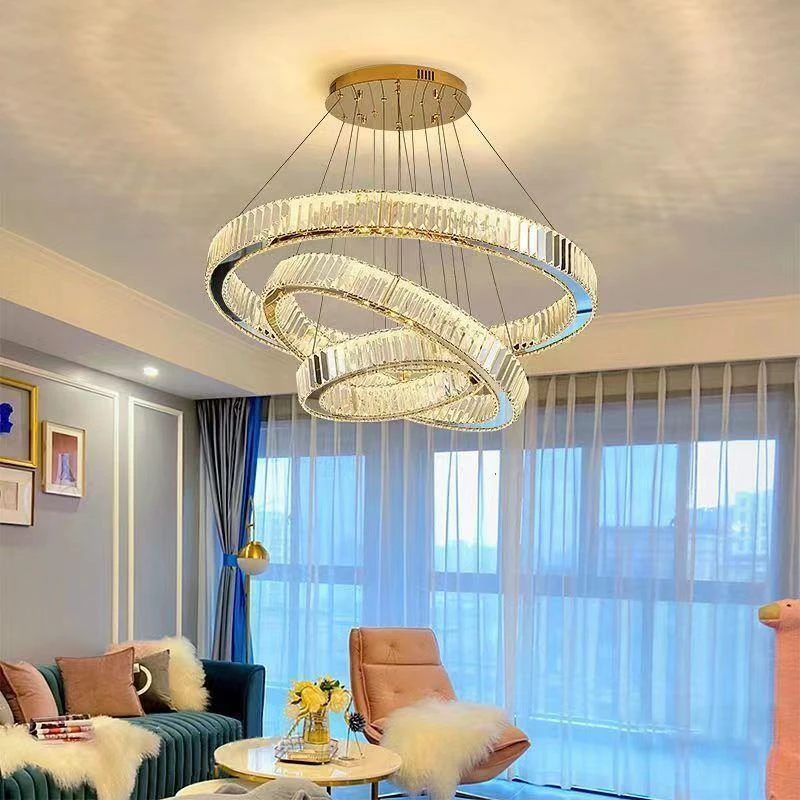 轻奢风水晶吊灯客厅主灯后现代简约卧室餐厅不锈钢别墅高级感灯具