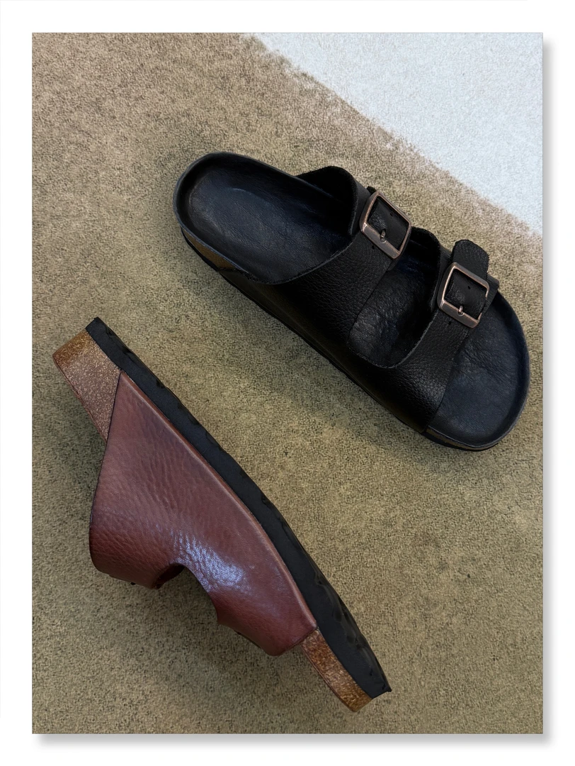 Uninhabitable 增高2CM！真皮鞋凉鞋拖鞋！复古休闲沙滩鞋勃肯鞋底