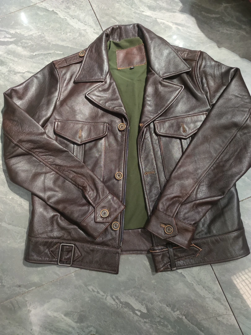 直播福利   瑕疵款棕色牛皮P37真皮皮衣