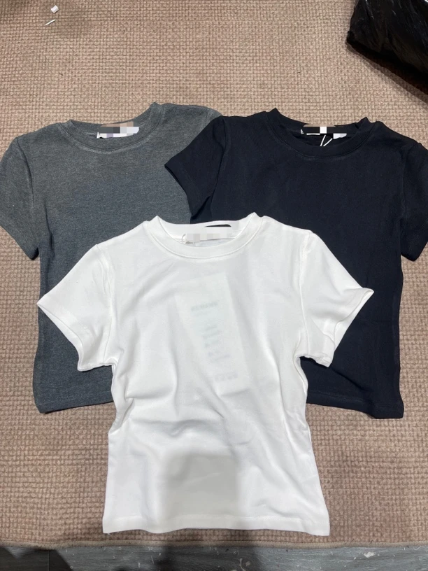 短款弹力磨毛短袖T