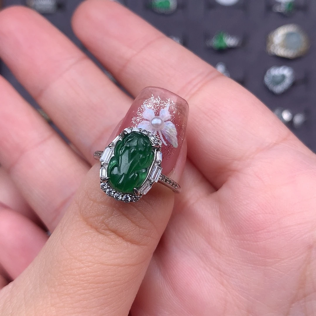 翡翠银S925镶嵌戒指