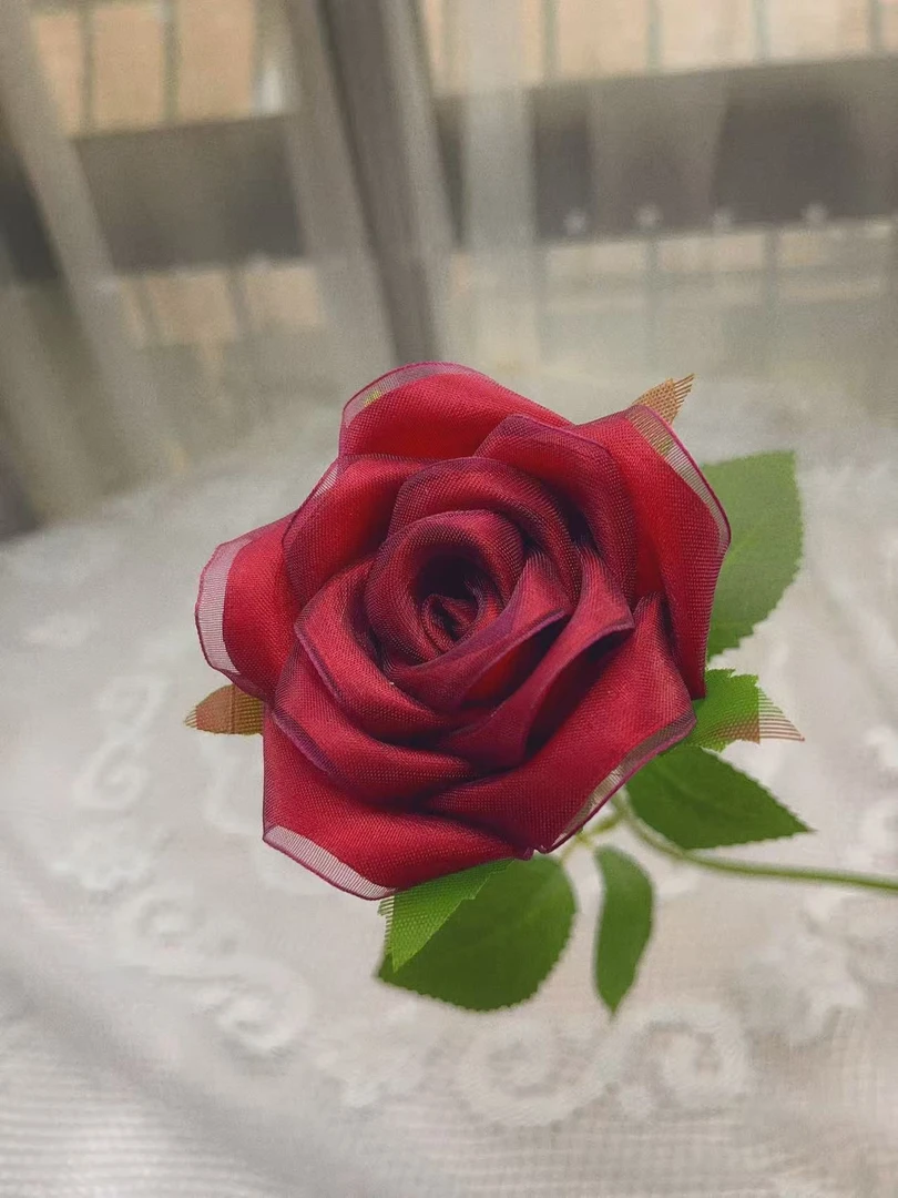 单支玫瑰花杆手工花玫瑰塑胶花杆diy绿色手工制作铁丝材料