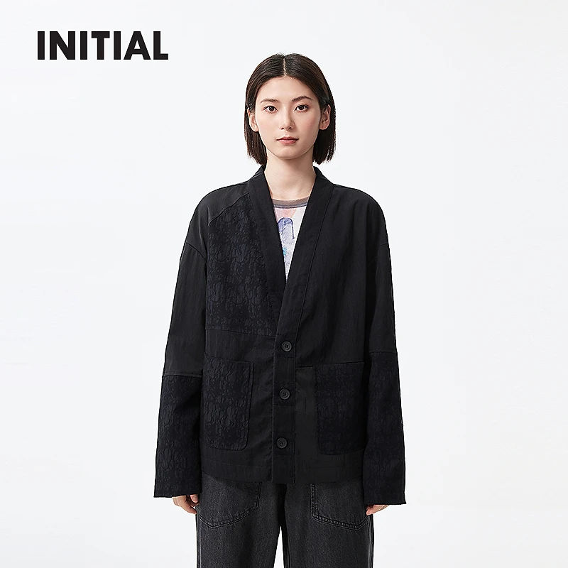 INITIAL25秋季新款复古KIMONO提花宽松微落肩外套女25FJKFMCVV580