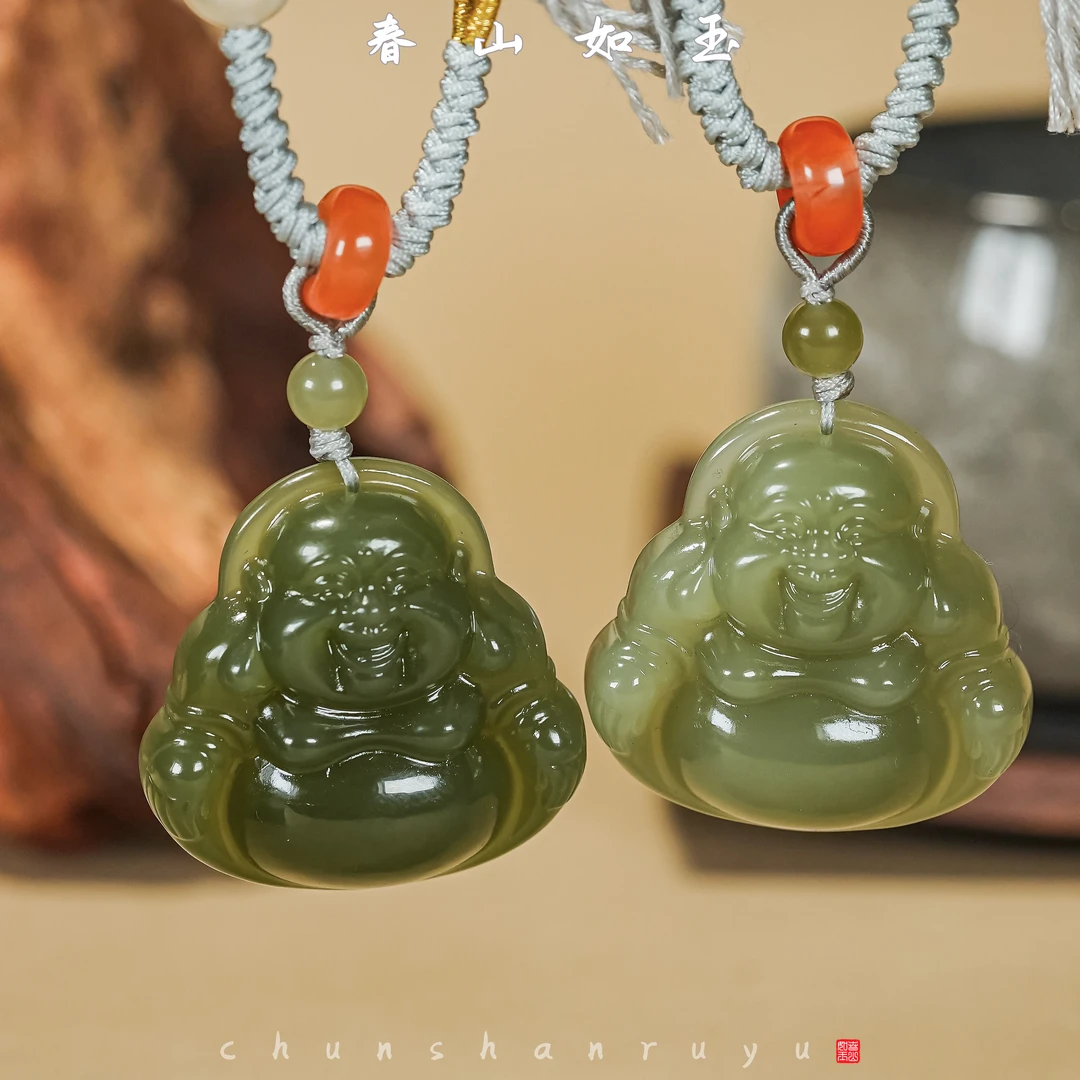 和田玉大肚能容天下事佛公吊坠（卡35）多样性发货一个