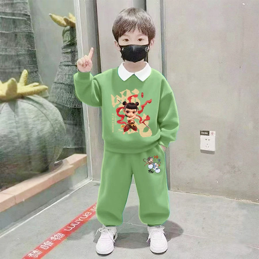 哪吒卫衣套装男女童2025年儿童衣服春秋款潮酷痞帅童装时髦两件套