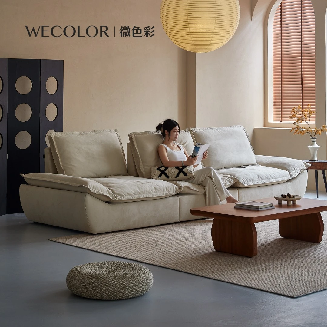 微色彩大帆船沙发可调节靠背沙发大坐深防猫抓客厅磨砂布懒人沙发