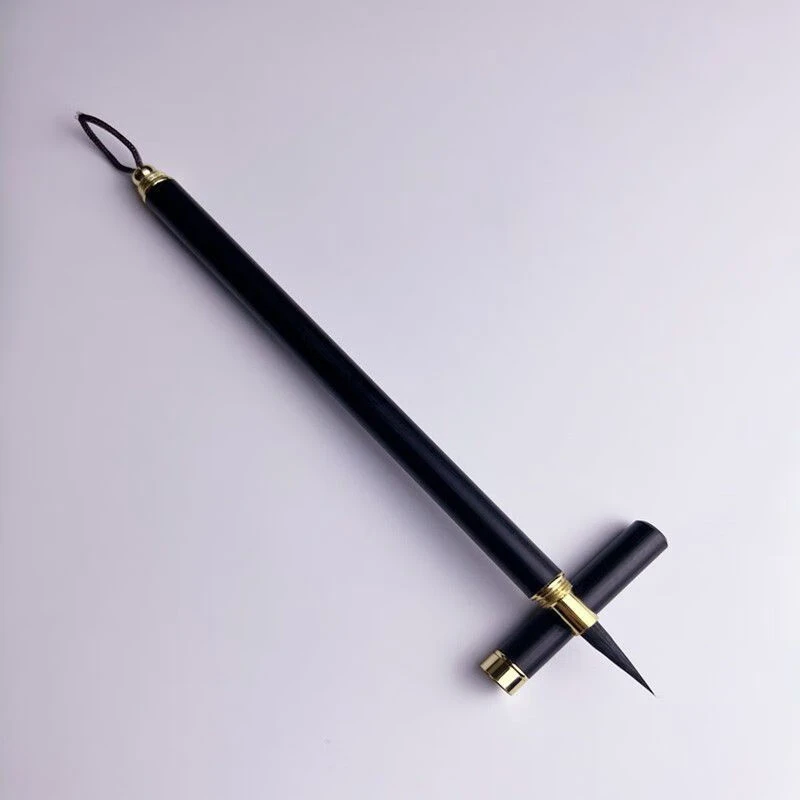 毛笔抄经勾线绳头小楷紫毫毛笔小号笔 红檀木带盖小楷