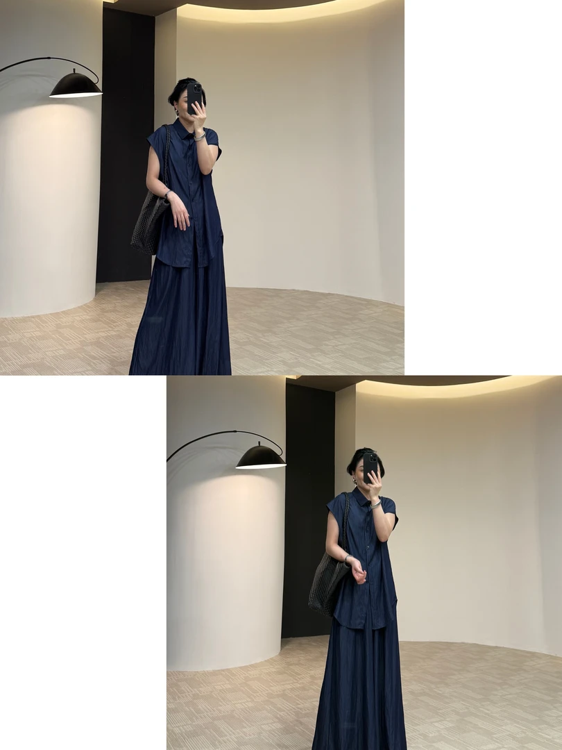 美丽定制极简夏款冰丝牛仔套裤160斤以内