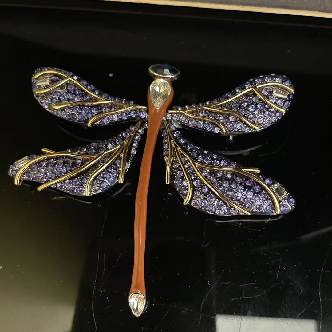 合金琉璃胸针 奢华复古宫廷风优雅蜻蜓胸针饰品胸花精致轻奢高档