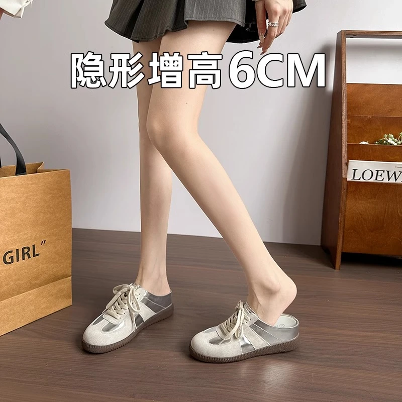 2025内增高休闲德训鞋包头半拖鞋女夏外穿一脚蹬懒人无后跟凉拖鞋