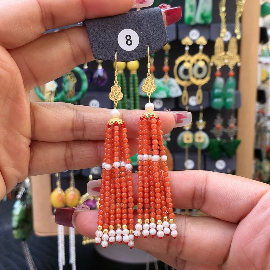 【闪购商品】南红玛瑙耳饰银S925镶嵌果****e耳坠