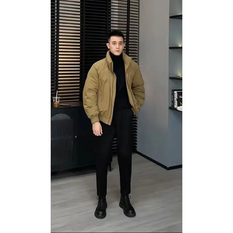 白鸭绒2025立领短款羽绒服男冬季高级感加厚保暖飞行工装夹克外套