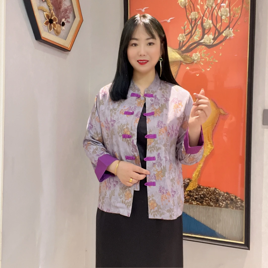 401【金姐专属】新款时尚网红紫色正肩外套