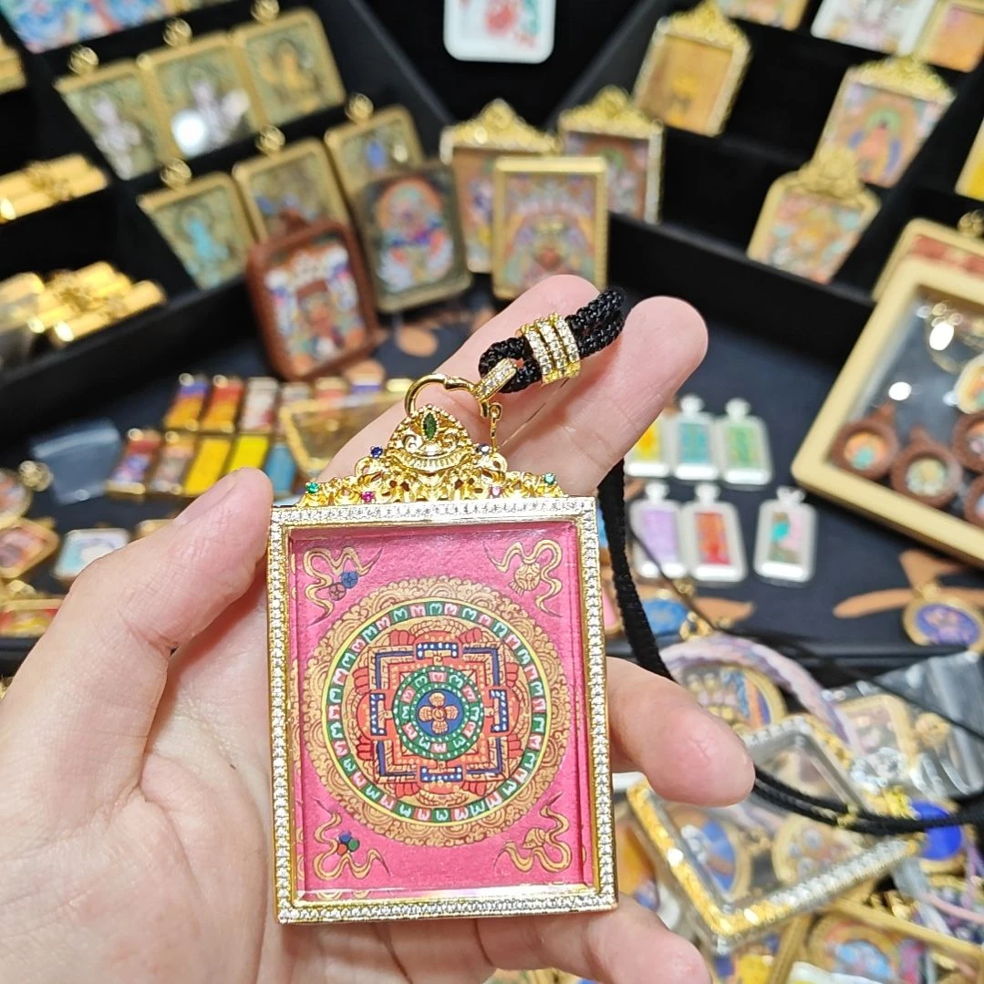 吊坠仙***李纯手绘金刚铃坦诚做双面唐卡