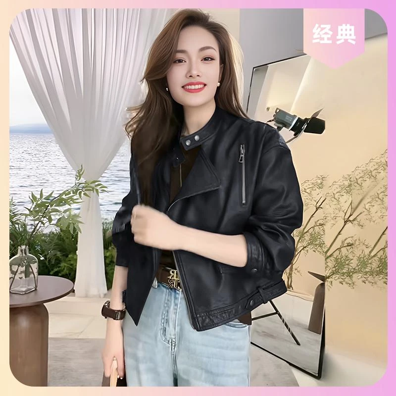 2025春秋新款复古美拉德机车皮衣短外套女爆款宽松高级感显瘦夹克