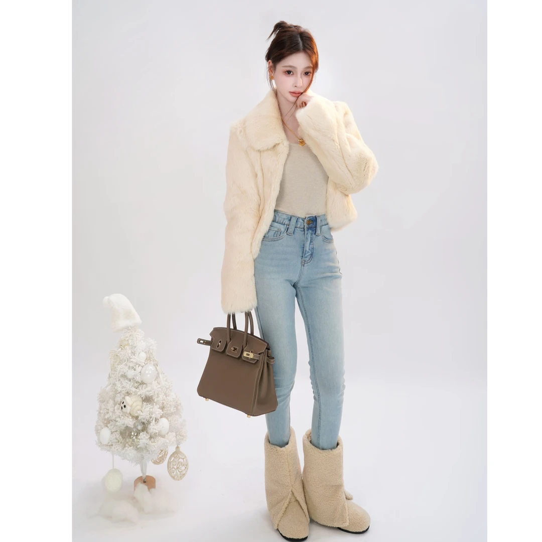 萱Xuan●纯色毛绒外套温暖舒适时尚短款休闲设计师Q4WT6260