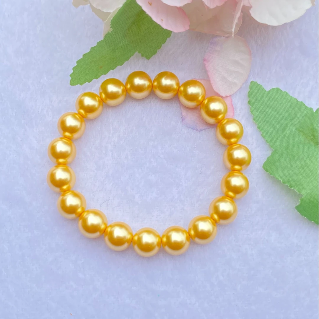 朝老板（S008）珍珠  金色手串 气质 时尚 百搭 光珠 简约 轻奢