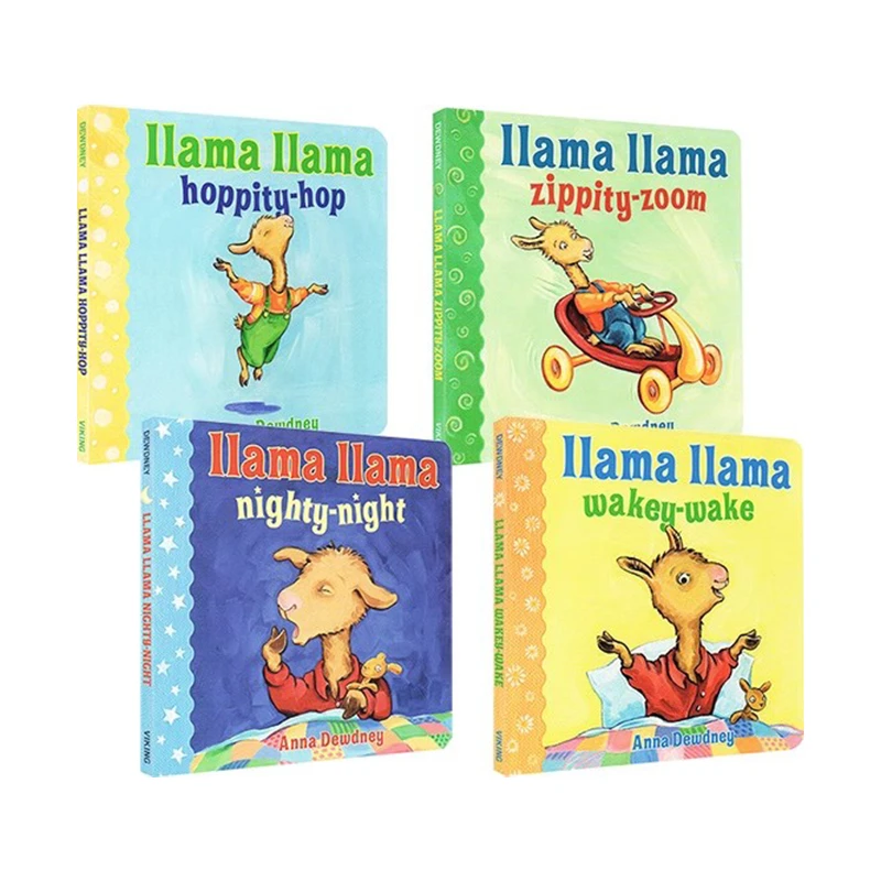 英文原版 羊驼拉玛小小图书馆 Llama Llama's 纸板书 4册合售