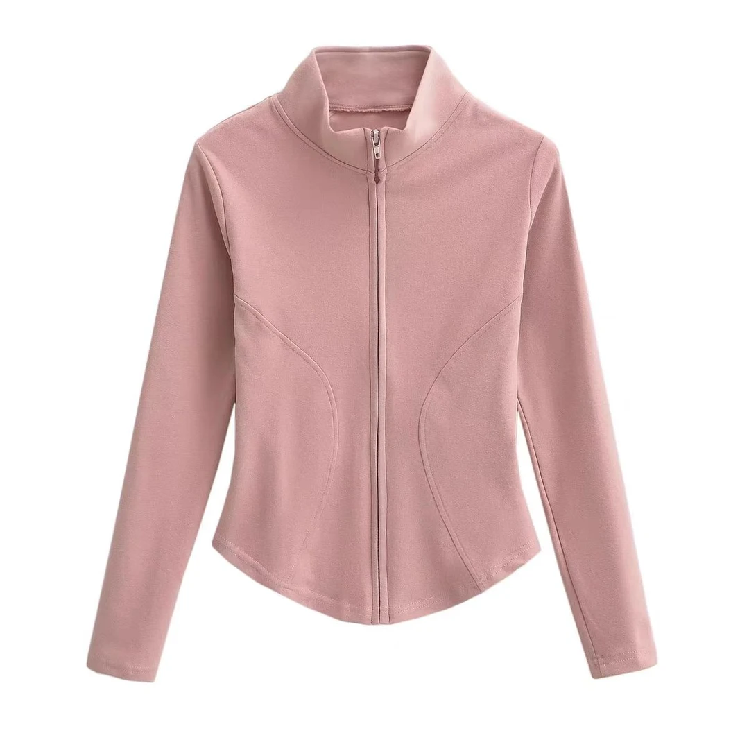 2025春秋大码瑜伽服运动服女修身显瘦上衣紧身健身服立领外套