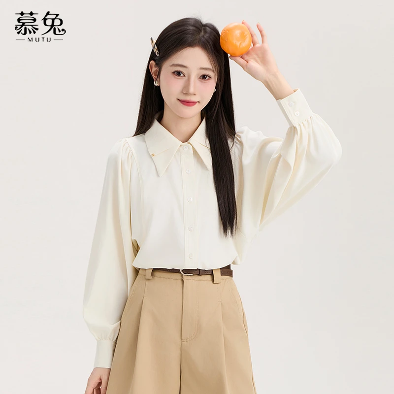 法式气质高级感长袖衬衫女设计感小众宽松上衣TU24714