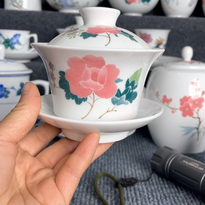 景德镇陶瓷盖碗芙蓉碗