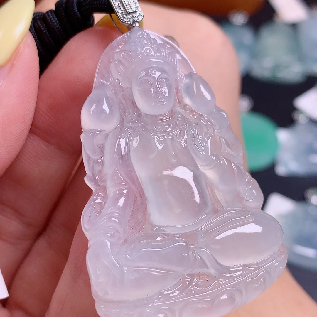 颈饰18K金镶嵌翡翠度母