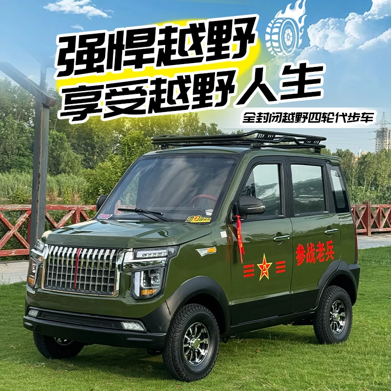 电动新款四轮成人四轮车新能源全封闭老年代步车油电家用两用