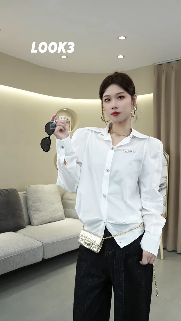 2025欧货时尚气质高级感通勤长袖衬衫上衣女设计感小众网红潮法式